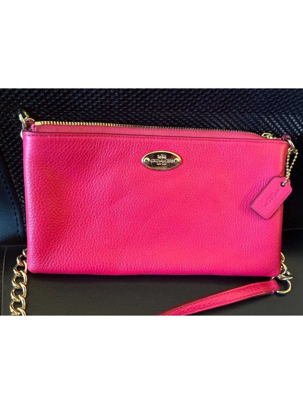 Coach Bright Pink Pebbled Leather Crossbody Purse Adjustable Strap - Picture 1 of 8